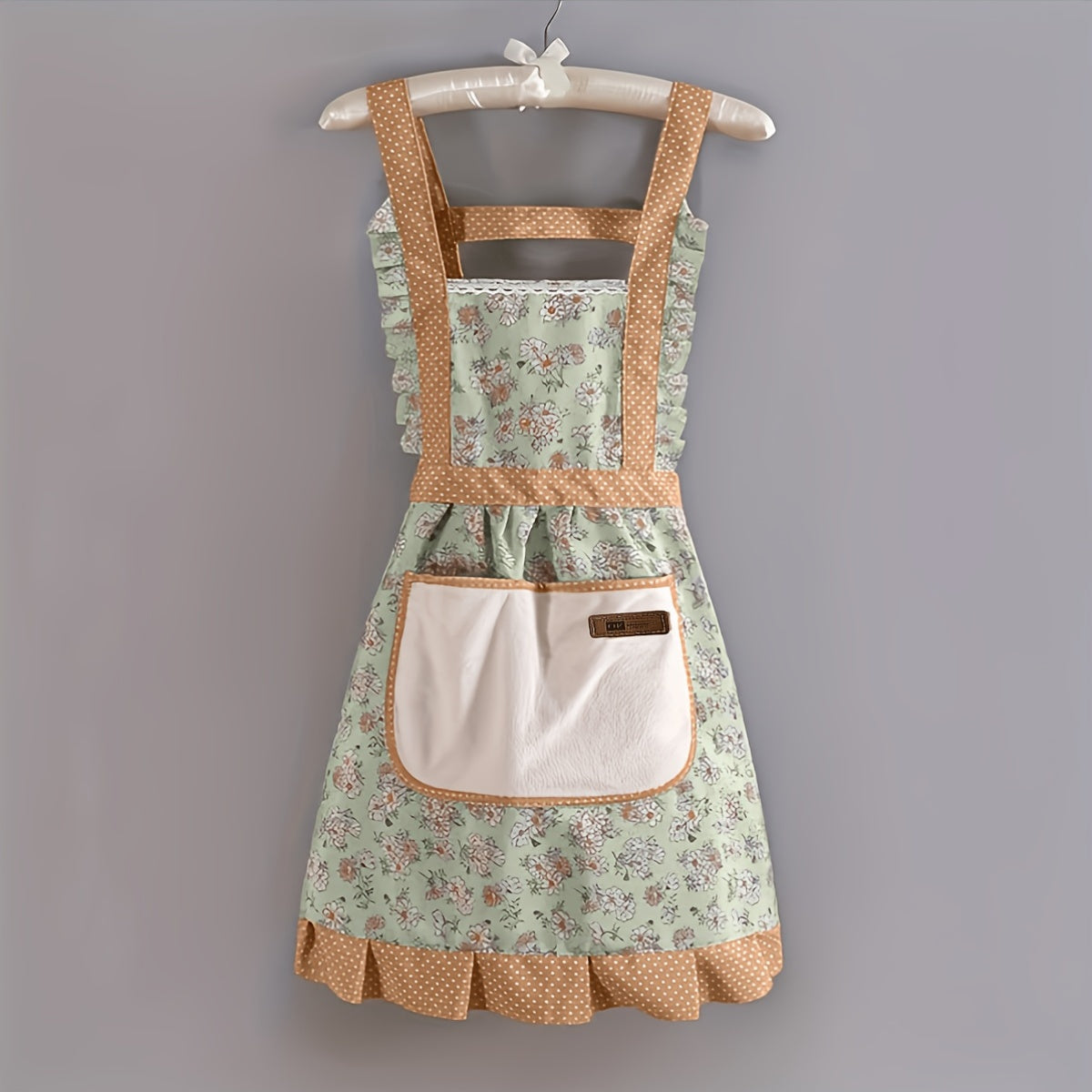 1pc Floral Princess Apron, Adjustable H-Shaped Straps, Hand-Wipe Pocket, Random Floral Pattern, Polyester Fiber - Ideal for Cooking, Baking, Flowers, Princess, Apron, Adjustable Straps, Restaurant Chef Apron Workwear, Kitchen Supplies