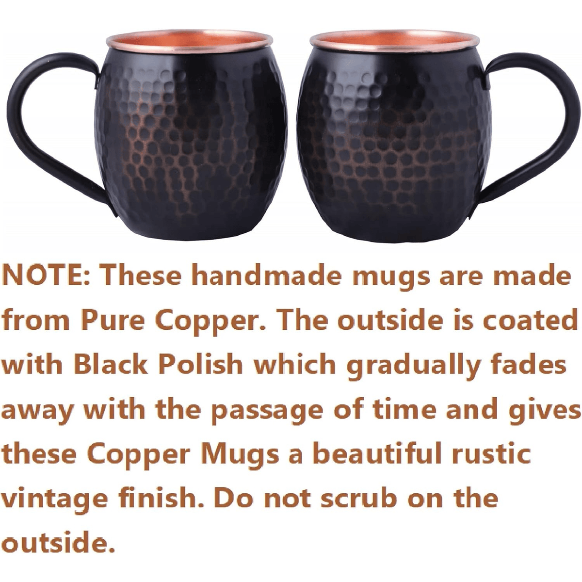 CINEYO Black Pure Copper Hammered Mug, Handcrafted Textured Copper Lined Coffee Cup with Sturdy Ergonomic Handle, Large Multipurpose Drinking Vessel for Coffee Tea Juice, Unique Hammer Pattern Metal Drinkware for Home Office Daily Use