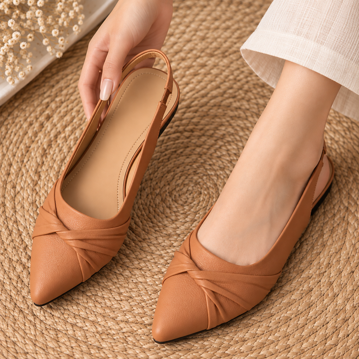 Twist Point Slingback Flats