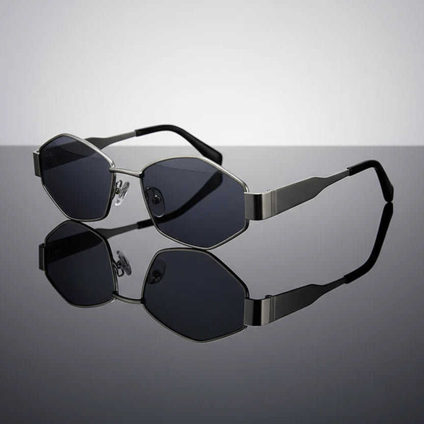 Aurelio Noir Geometric Gold Sunglasses
