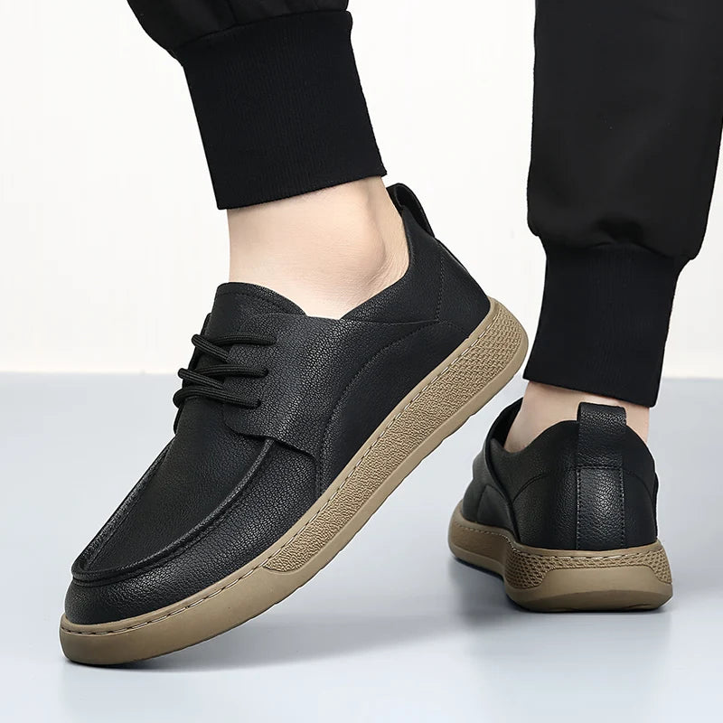 DIMANYU Men's Casual Shoes Genuine Leather 2026 Spring and Autumn New Retro Non-Slip Men Flat Shoes Men's Lace-Up Shoes