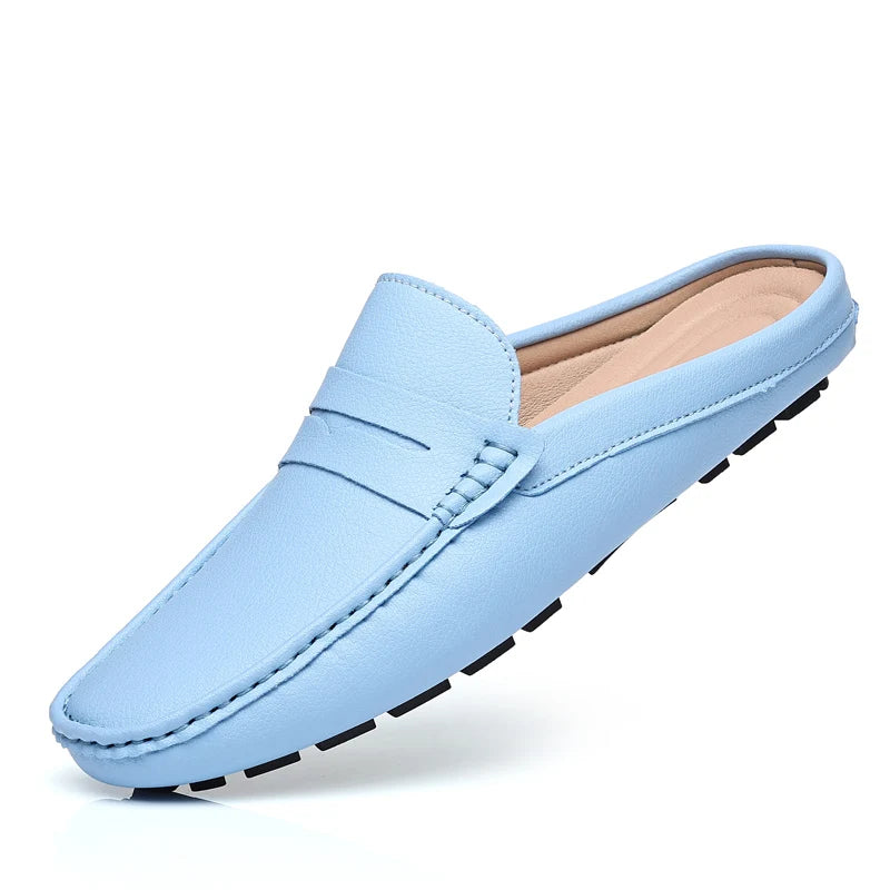 Men's Summer Loafers Casual Shoes Fashion Handmade Leather Driving Slippers Mens Moccasins Slip on Flats Male Outdoor Slippers