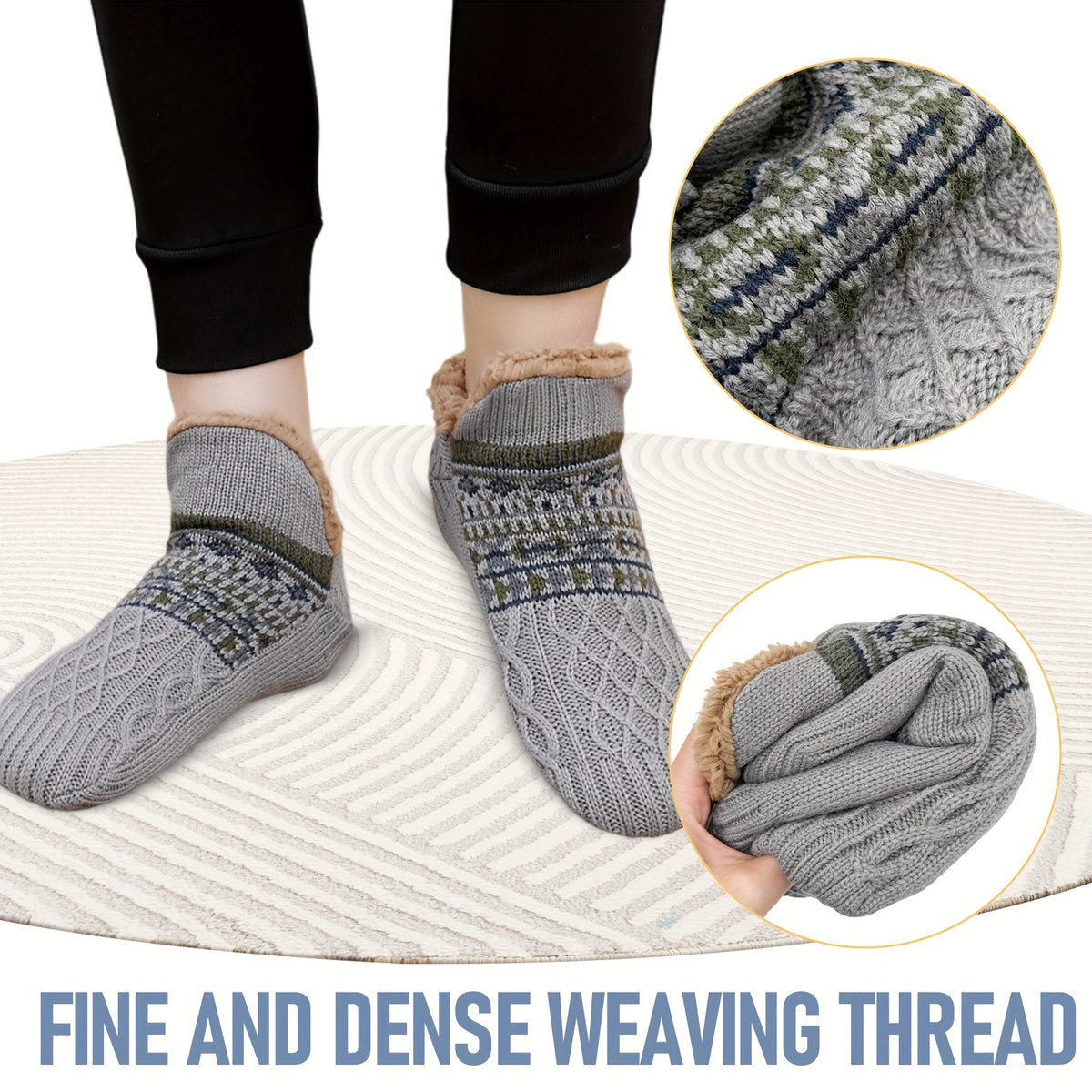 [Cozy Soft Bed Slippers] Men's Cozy And Soft Bed Slippers, Warm City Socks, Knitted And Non-Slip Socks, Suitable for Women As Well, Fluffy Socks