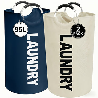 2pcs Large Laundry Basket | Foldable, Elevated, High Quality With Half Ring Handle Design | Brand: Moonrise