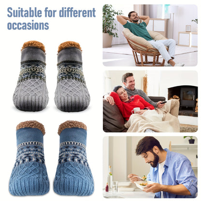 [Cozy Soft Bed Slippers] Men's Cozy And Soft Bed Slippers, Warm City Socks, Knitted And Non-Slip Socks, Suitable for Women As Well, Fluffy Socks