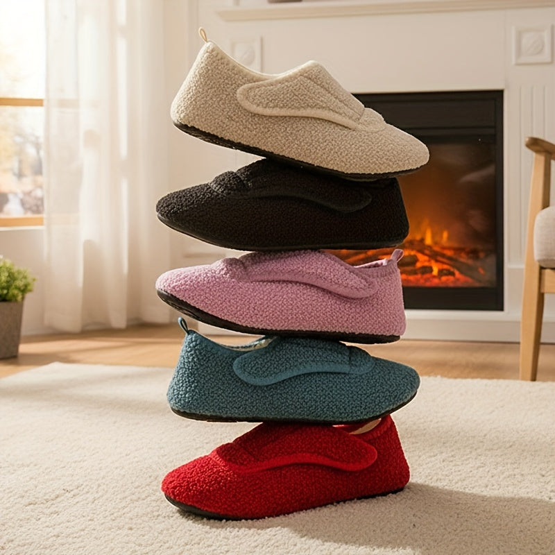 Women'S Wide Slippers with Rubber Sole Soft Lightweight House Slippers Socks, Indoor Shoes, Comfortable Adjustable for Home Bedroom Travel Yoga, Unisex, Multi-Color Flat Shoes., Women Shoes