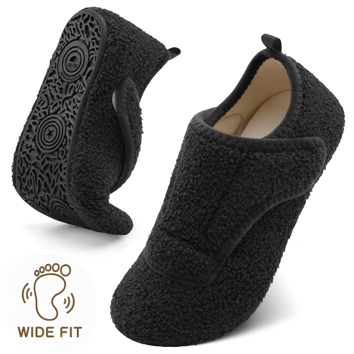 Women'S Wide Slippers with Rubber Sole Soft Lightweight House Slippers Socks, Indoor Shoes, Comfortable Adjustable for Home Bedroom Travel Yoga, Unisex, Multi-Color Flat Shoes., Women Shoes