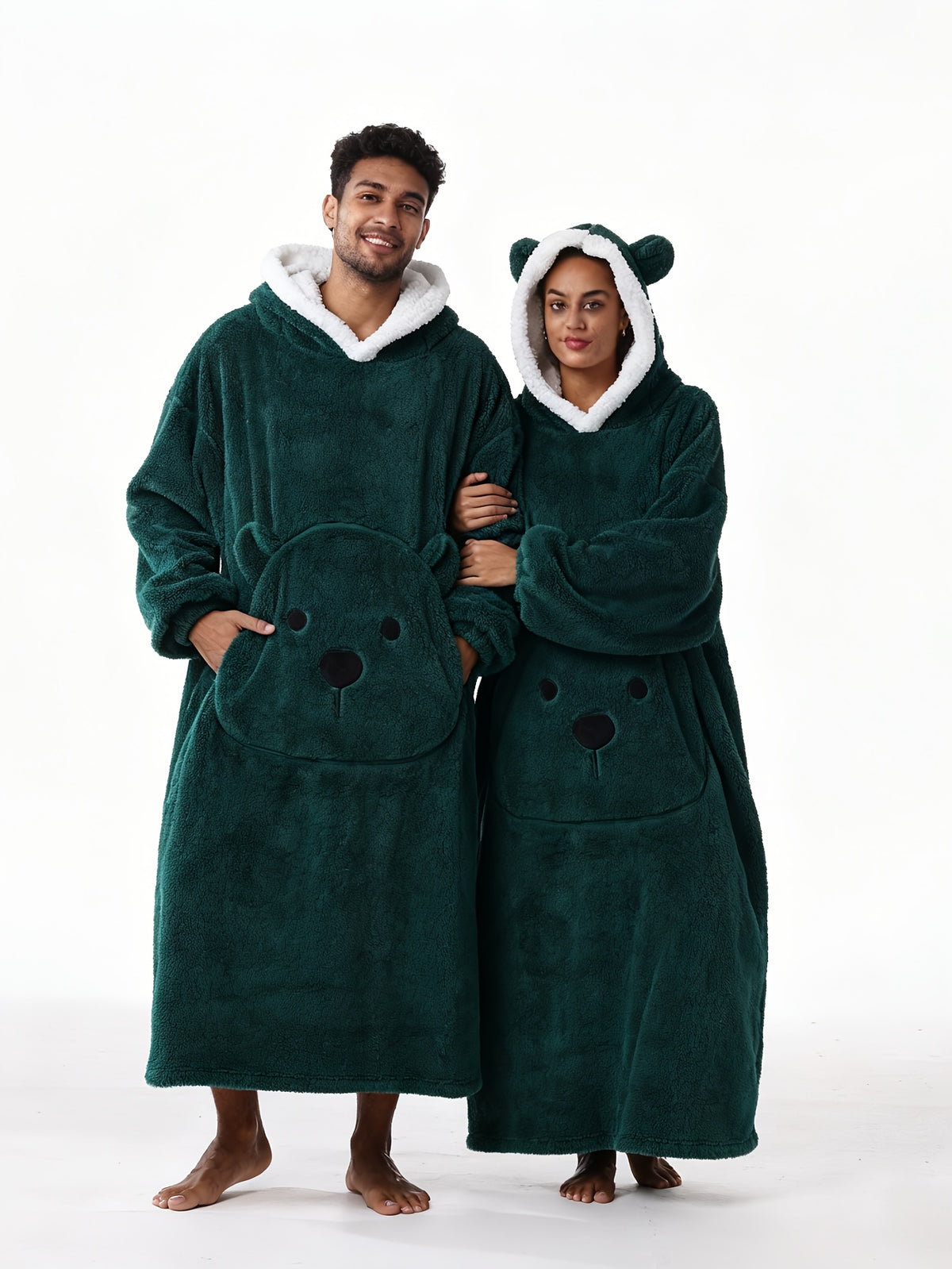 Winter Style--Fleece Style--Christmas--New Year Style--Extra Long, Extra Large, And Extra Thick--Bear Pocket--Men'S Novelty Hoodie--Machine Washable--13 Colors Available--Recommended Height 64.17inch-74.8inch/Recommended Weight 110.23LB-220.46LB--One Size