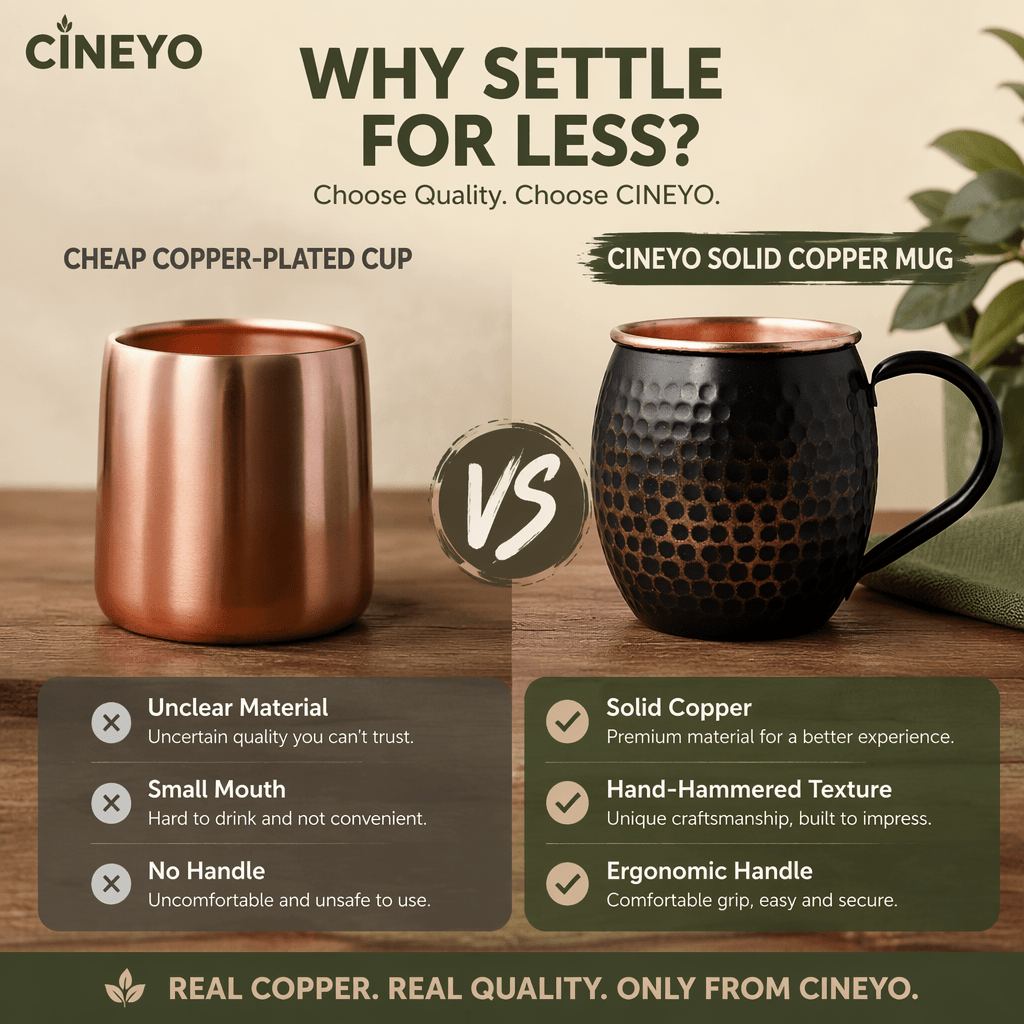 CINEYO Black Pure Copper Hammered Mug, Handcrafted Textured Copper Lined Coffee Cup with Sturdy Ergonomic Handle, Large Multipurpose Drinking Vessel for Coffee Tea Juice, Unique Hammer Pattern Metal Drinkware for Home Office Daily Use