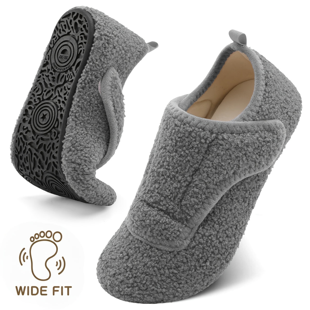 Women'S Wide Slippers with Rubber Sole Soft Lightweight House Slippers Socks, Indoor Shoes, Comfortable Adjustable for Home Bedroom Travel Yoga, Unisex, Multi-Color Flat Shoes., Women Shoes