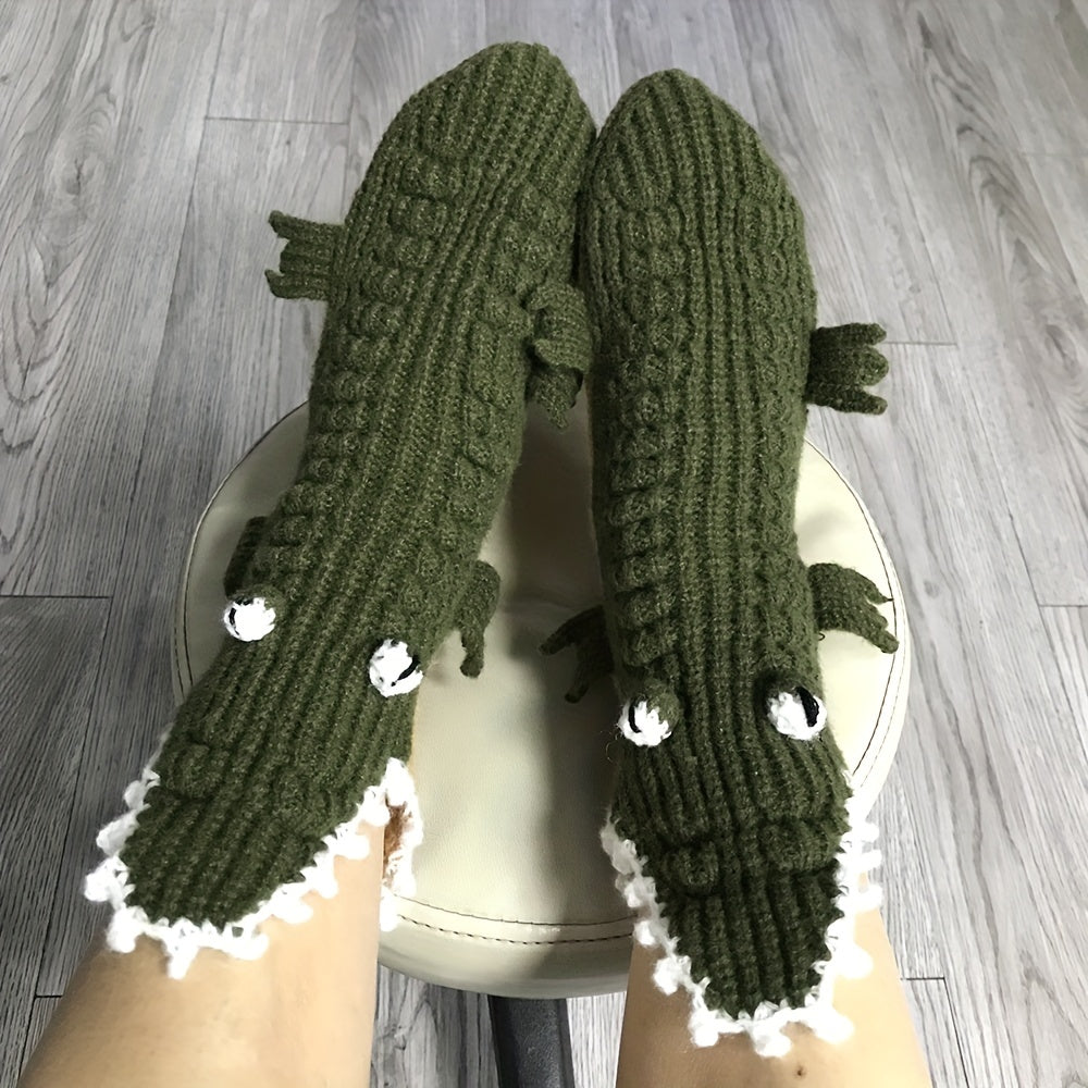 Unisex Christmas Large Eye Crocodile Socks Autumn and Winter Warm Neutral Socks