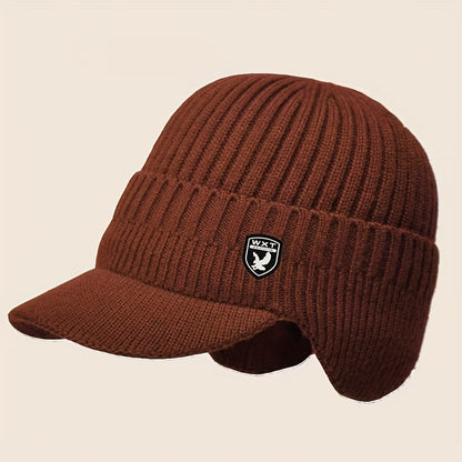 1pc Men's Winter -Lined Thickened Cold Weather Hat, Outdoor Cycling Windproof Warm Winter Ear Protection Beanie Hat, Suitable for Outdoor Travel Warmth, Thick Cycling Cold-Proof Ear Protection Ted Hat, Suitable for Christmas parties, festive outfits