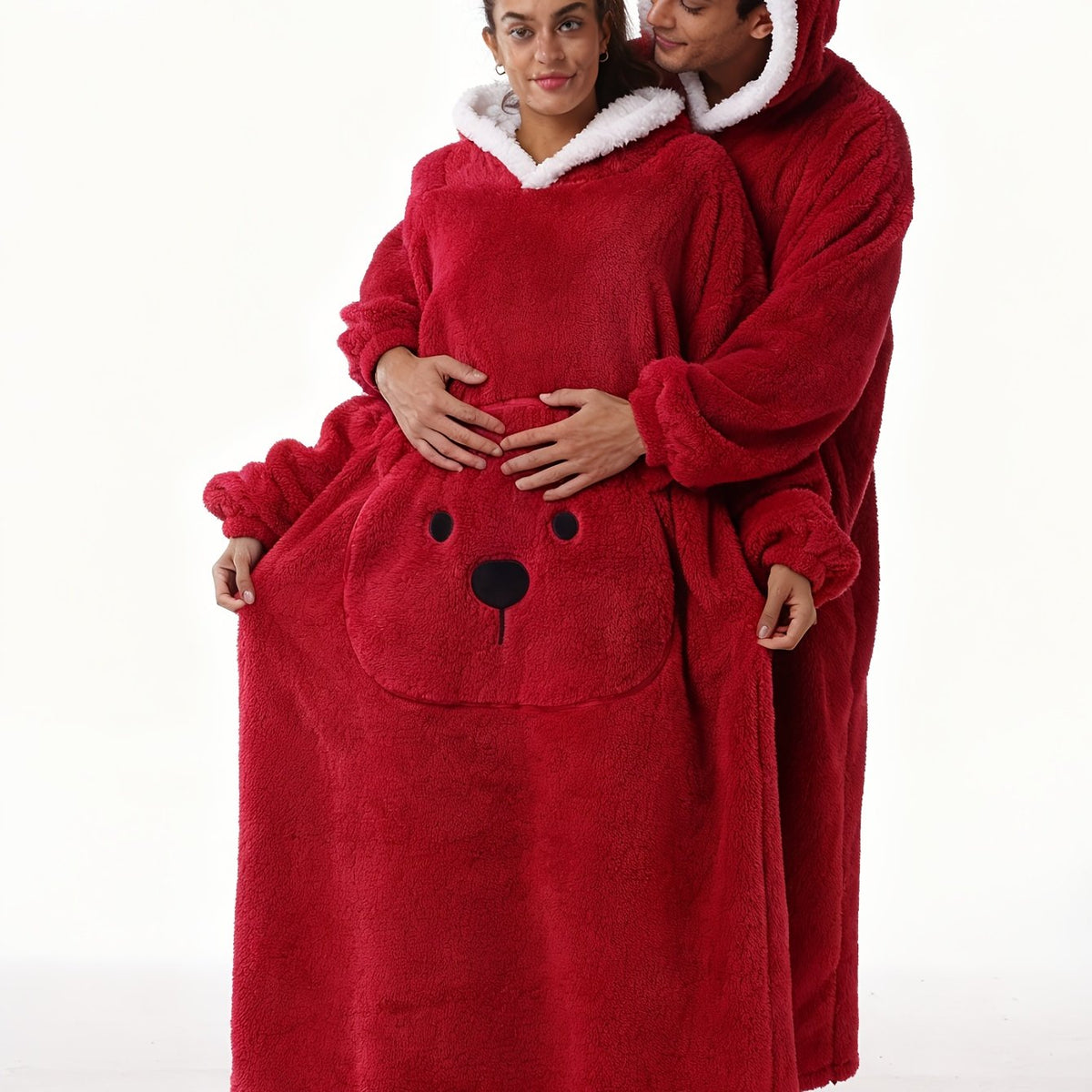 Winter Style--Fleece Style--Christmas--New Year Style--Extra Long, Extra Large, And Extra Thick--Bear Pocket--Men'S Novelty Hoodie--Machine Washable--13 Colors Available--Recommended Height 64.17inch-74.8inch/Recommended Weight 110.23LB-220.46LB--One Size