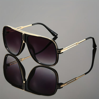 Unisex Large-frame Glasses-black/ Golden Retro Pilot Models-oversized Lenses with Lightweight Design, Suitable for Driving, Parties, Business And Daily Wear-including Glasses Cases-fashion Accessories, High-quality Lenses,