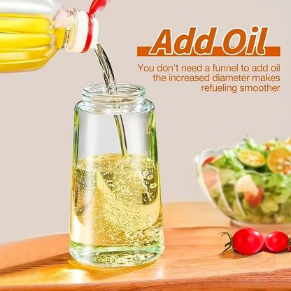 16oz Glass Oil Sprayer- 470ml Olive Oil Sprayer, 2-in-1 Kitchen Gadget, Suitable for Cooking, Salad Dressing, and Barbecue, Square Design with Black Cap, Hand Wash Only, PVC-Free