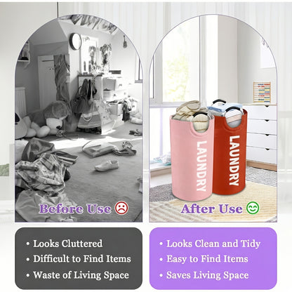 2pcs Large Laundry Basket | Foldable, Elevated, High Quality With Half Ring Handle Design | Brand: Moonrise
