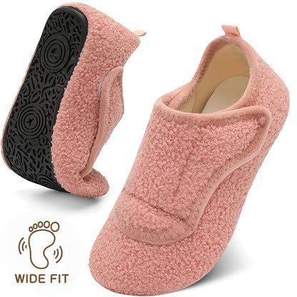 Women'S Wide Slippers with Rubber Sole Soft Lightweight House Slippers Socks, Indoor Shoes, Comfortable Adjustable for Home Bedroom Travel Yoga, Unisex, Multi-Color Flat Shoes., Women Shoes
