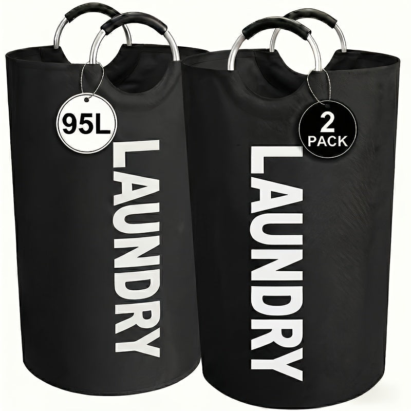 2pcs Large Laundry Basket | Foldable, Elevated, High Quality With Half Ring Handle Design | Brand: Moonrise