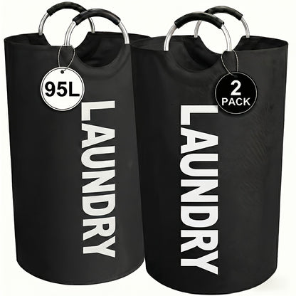 2pcs Large Laundry Basket | Foldable, Elevated, High Quality With Half Ring Handle Design | Brand: Moonrise