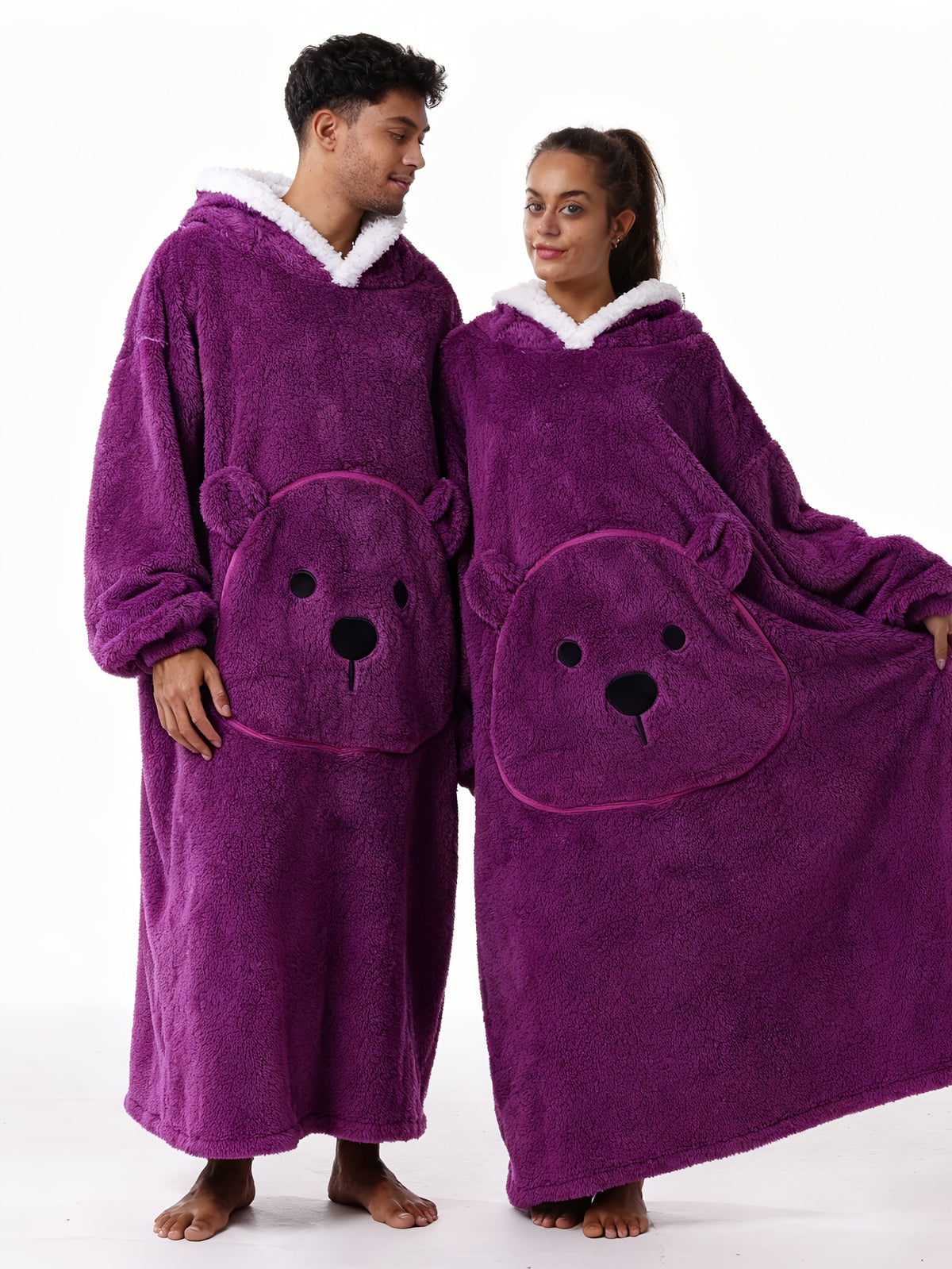 Winter Style--Fleece Style--Christmas--New Year Style--Extra Long, Extra Large, And Extra Thick--Bear Pocket--Men'S Novelty Hoodie--Machine Washable--13 Colors Available--Recommended Height 64.17inch-74.8inch/Recommended Weight 110.23LB-220.46LB--One Size