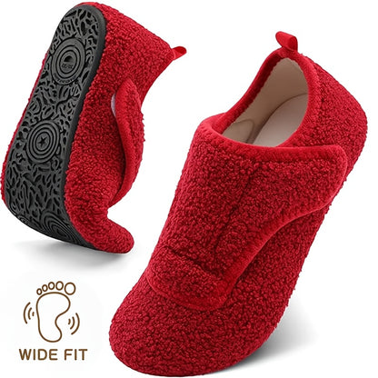Women'S Wide Slippers with Rubber Sole Soft Lightweight House Slippers Socks, Indoor Shoes, Comfortable Adjustable for Home Bedroom Travel Yoga, Unisex, Multi-Color Flat Shoes., Women Shoes