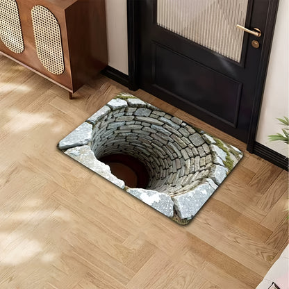 1pc, Infinite Abyss 3D Printed Non-Slip Mat - Machine Washable Polyester Fiber, Faux Stone Texture, Lightweight Foldable Indoor/Outdoor Bathroom Kitchen Living Room Floor Mat, Pet-Friendly Home Decor Gift, Durable Floor Protector