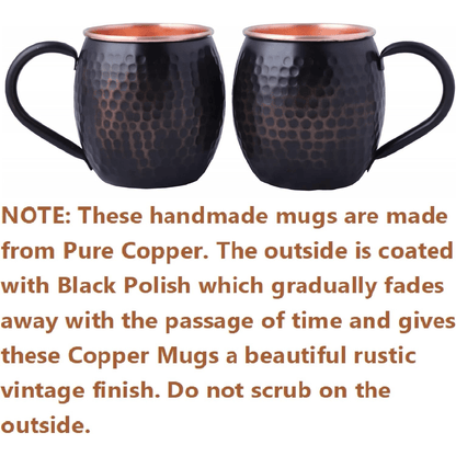 CINEYO Black Pure Copper Hammered Mug, Handcrafted Textured Copper Lined Coffee Cup with Sturdy Ergonomic Handle, Large Multipurpose Drinking Vessel for Coffee Tea Juice, Unique Hammer Pattern Metal Drinkware for Home Office Daily Use