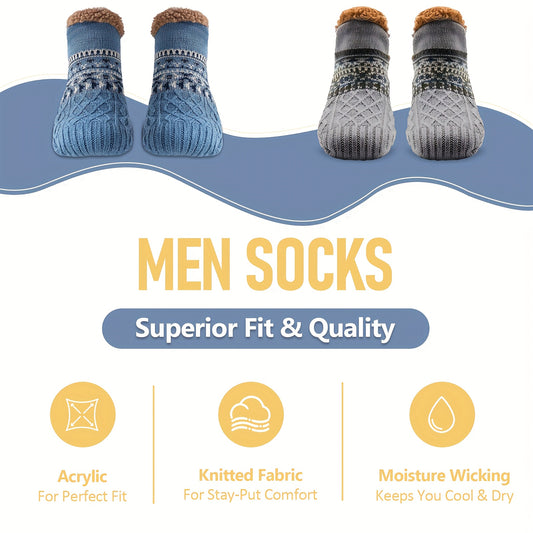 [Cozy Soft Bed Slippers] Men's Cozy And Soft Bed Slippers, Warm City Socks, Knitted And Non-Slip Socks, Suitable for Women As Well, Fluffy Socks