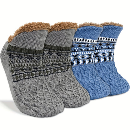 [Cozy Soft Bed Slippers] Men's Cozy And Soft Bed Slippers, Warm City Socks, Knitted And Non-Slip Socks, Suitable for Women As Well, Fluffy Socks