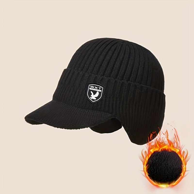 1pc Men's Winter -Lined Thickened Cold Weather Hat, Outdoor Cycling Windproof Warm Winter Ear Protection Beanie Hat, Suitable for Outdoor Travel Warmth, Thick Cycling Cold-Proof Ear Protection Ted Hat, Suitable for Christmas parties, festive outfits