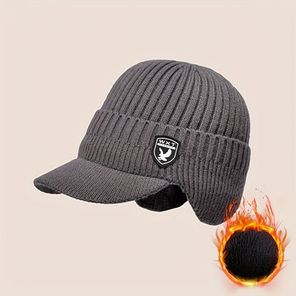 1pc Men's Winter -Lined Thickened Cold Weather Hat, Outdoor Cycling Windproof Warm Winter Ear Protection Beanie Hat, Suitable for Outdoor Travel Warmth, Thick Cycling Cold-Proof Ear Protection Ted Hat, Suitable for Christmas parties, festive outfits