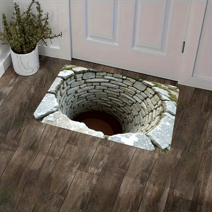 1pc, Infinite Abyss 3D Printed Non-Slip Mat - Machine Washable Polyester Fiber, Faux Stone Texture, Lightweight Foldable Indoor/Outdoor Bathroom Kitchen Living Room Floor Mat, Pet-Friendly Home Decor Gift, Durable Floor Protector