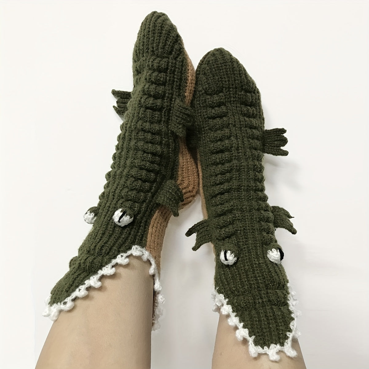 Unisex Christmas Large Eye Crocodile Socks Autumn and Winter Warm Neutral Socks