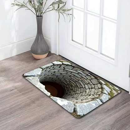 1pc, Infinite Abyss 3D Printed Non-Slip Mat - Machine Washable Polyester Fiber, Faux Stone Texture, Lightweight Foldable Indoor/Outdoor Bathroom Kitchen Living Room Floor Mat, Pet-Friendly Home Decor Gift, Durable Floor Protector