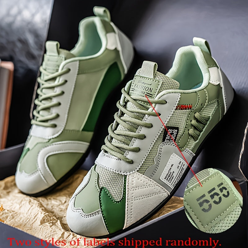 Lightweight Sneakers] Zhenyuezu Men's Lightweight Breathable Sneakers | All-Season Low-Top Lace-Up Shoes with Anti-Slip PVC Sole, Vibrant Color Block Design for Outdoor Hiking, Casual Streetwear & Daily Use - Durable Fashionable Christmas Gift,Tongue