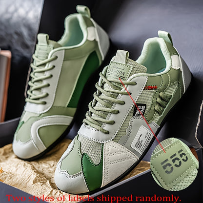Lightweight Sneakers] Zhenyuezu Men's Lightweight Breathable Sneakers | All-Season Low-Top Lace-Up Shoes with Anti-Slip PVC Sole, Vibrant Color Block Design for Outdoor Hiking, Casual Streetwear & Daily Use - Durable Fashionable Christmas Gift,Tongue