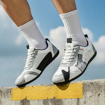 Lightweight Sneakers] Zhenyuezu Men's Lightweight Breathable Sneakers | All-Season Low-Top Lace-Up Shoes with Anti-Slip PVC Sole, Vibrant Color Block Design for Outdoor Hiking, Casual Streetwear & Daily Use - Durable Fashionable Christmas Gift,Tongue