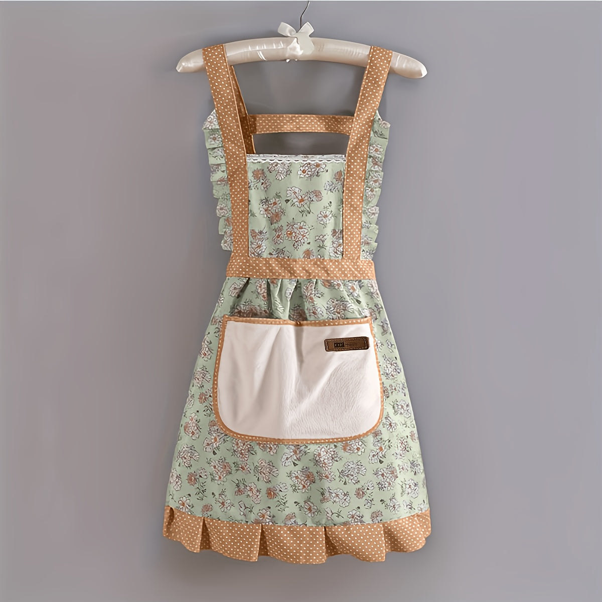 1pc Floral Princess Apron, Adjustable H-Shaped Straps, Hand-Wipe Pocket, Random Floral Pattern, Polyester Fiber - Ideal for Cooking, Baking, Flowers, Princess, Apron, Adjustable Straps, Restaurant Chef Apron Workwear, Kitchen Supplies