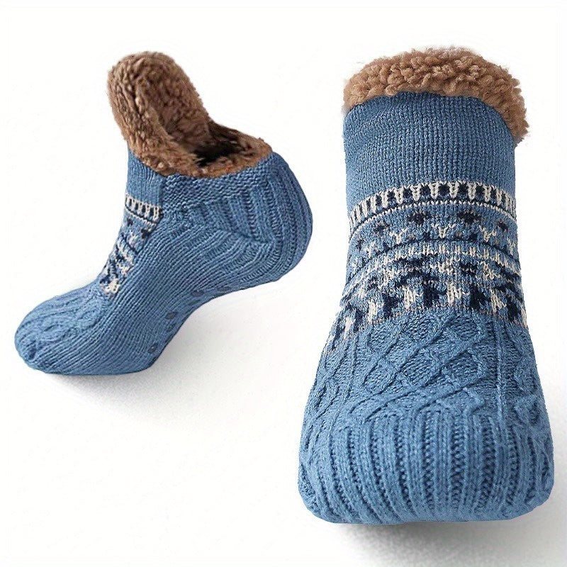 [Cozy Soft Bed Slippers] Men's Cozy And Soft Bed Slippers, Warm City Socks, Knitted And Non-Slip Socks, Suitable for Women As Well, Fluffy Socks
