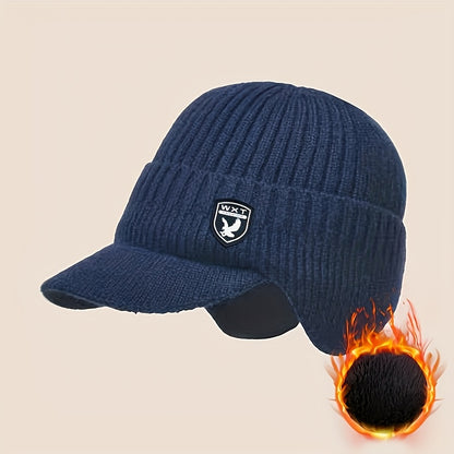 1pc Men's Winter -Lined Thickened Cold Weather Hat, Outdoor Cycling Windproof Warm Winter Ear Protection Beanie Hat, Suitable for Outdoor Travel Warmth, Thick Cycling Cold-Proof Ear Protection Ted Hat, Suitable for Christmas parties, festive outfits