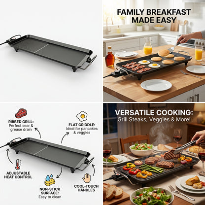 2-in-1 Electric Tabletop Grill and Griddle
