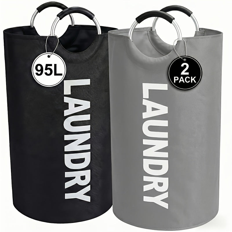 2pcs Large Laundry Basket | Foldable, Elevated, High Quality With Half Ring Handle Design | Brand: Moonrise
