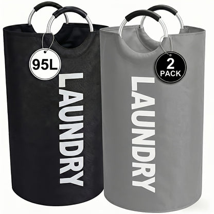 2pcs Large Laundry Basket | Foldable, Elevated, High Quality With Half Ring Handle Design | Brand: Moonrise