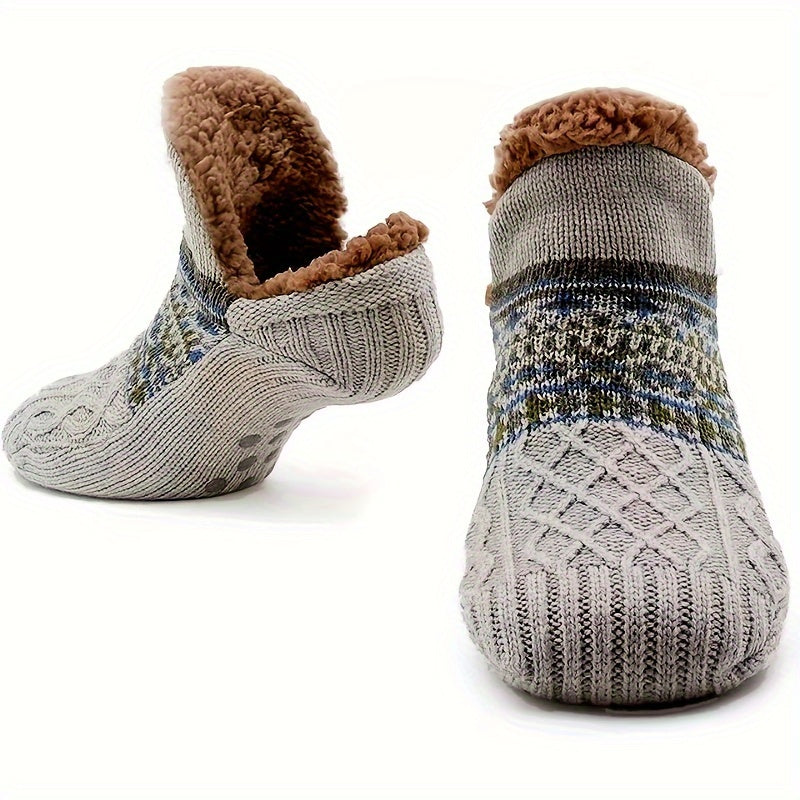 [Cozy Soft Bed Slippers] Men's Cozy And Soft Bed Slippers, Warm City Socks, Knitted And Non-Slip Socks, Suitable for Women As Well, Fluffy Socks