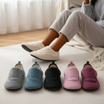 Women'S Wide Slippers with Rubber Sole Soft Lightweight House Slippers Socks, Indoor Shoes, Comfortable Adjustable for Home Bedroom Travel Yoga, Unisex, Multi-Color Flat Shoes., Women Shoes