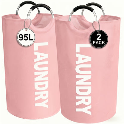 2pcs Large Laundry Basket | Foldable, Elevated, High Quality With Half Ring Handle Design | Brand: Moonrise
