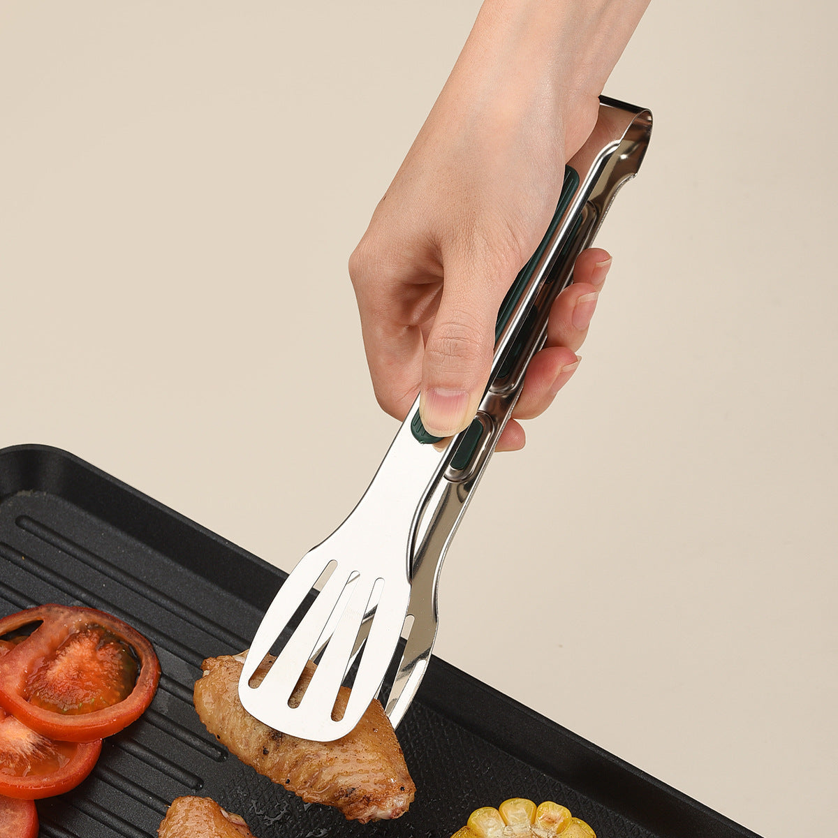 Set of 3 Stainless Steel Food Tongs, Ideal for Buffet And Barbecue, Featuring Silicone Grips for Handling Steak And Other Foods