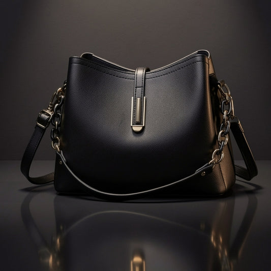 Noir Élégance Leather Shoulder Bag