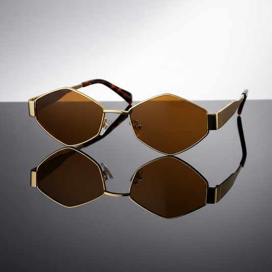 Aurelio Noir Geometric Gold Sunglasses