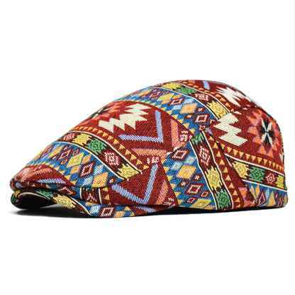 Vintage Tribal Flat Cap